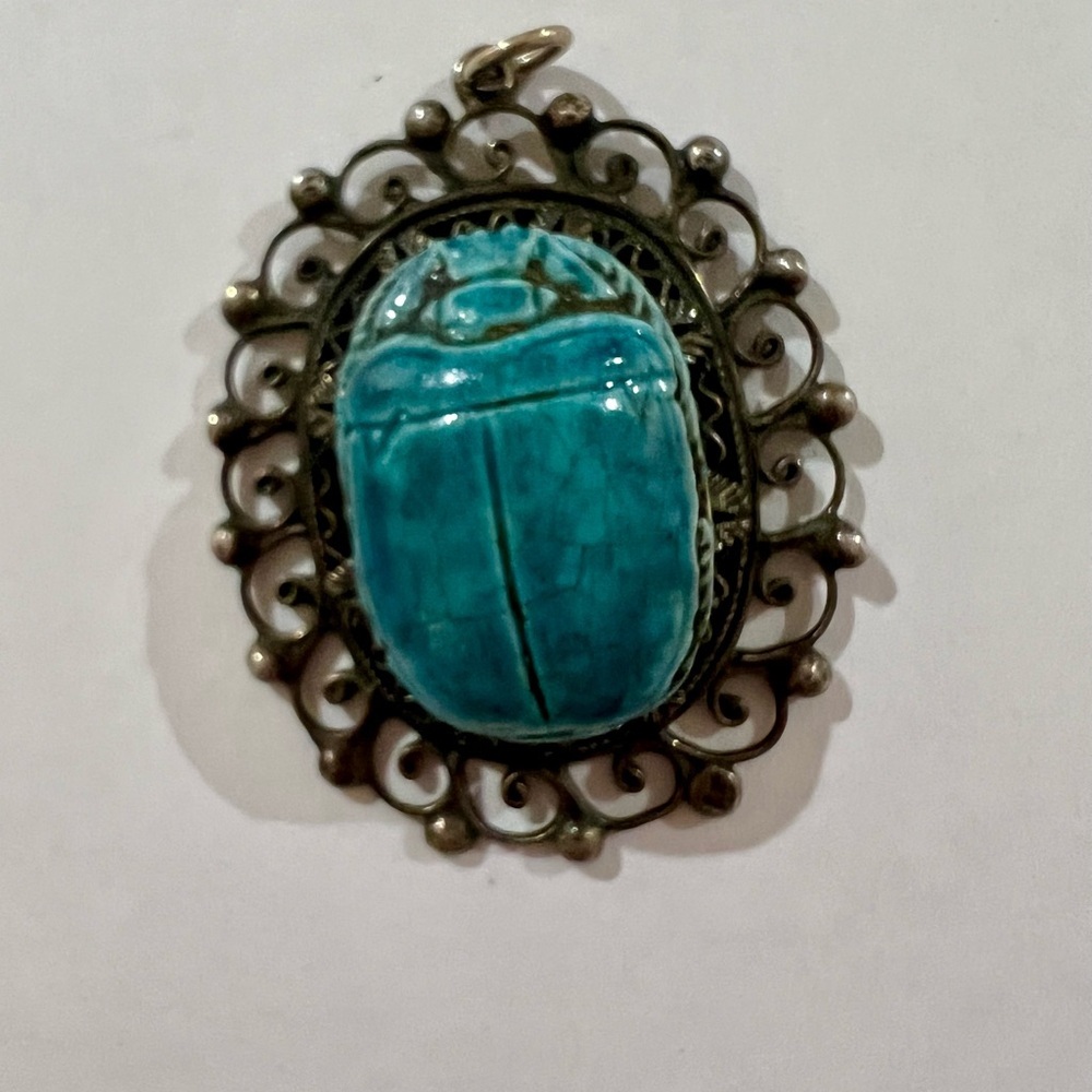 Vintage Turquoise Scarab Pendant